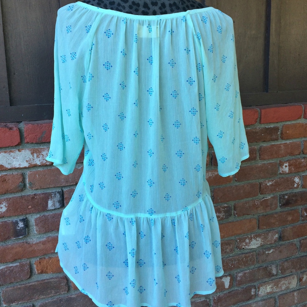Hollister Baby Blue Flowy Sheer Blouse  - Size Medium - Picture 4 of 7